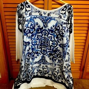 Dolce & Gabbana Blue Majolica silk tunic NWT Sz 44